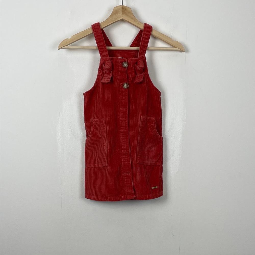 Tahari Girl Rust Button Down 2 Pocket Corduroy Girls 6 Overalls Jumper Dress